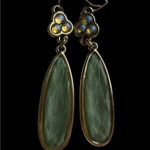 Boho Earrings Crown Premiere Designs Green Stone Drop Faux Moonstone Clover